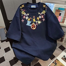 复古潮牌夏季t恤短袖男新款青少年圆领印花个性时尚上衣GA528P19，男装T恤，星座1013-5