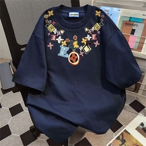 复古潮牌夏季t恤短袖男新款青少年圆领印花个性时尚上衣GA528 P19图片