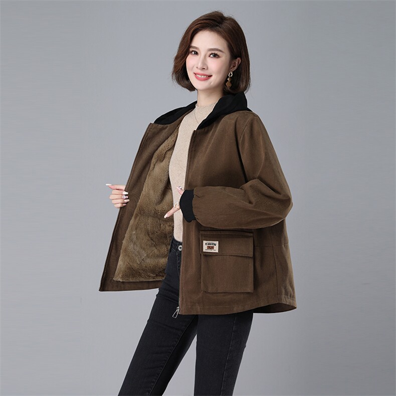 747款休闲短款小棉袄加绒加厚派克服宽松加厚短款,女装派克服,秋牧寒烟