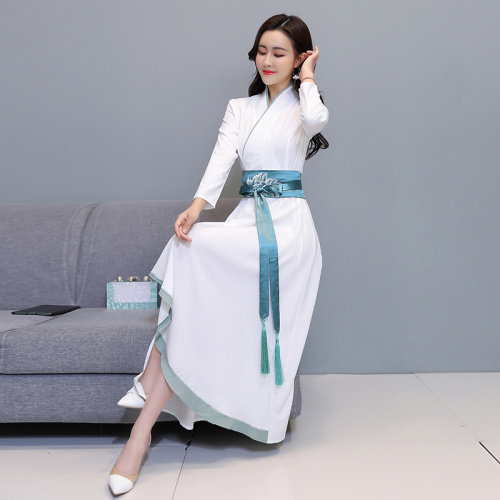 优雅刺绣汉服风连衣裙时尚改良版型显瘦修身,女装汉服/婚纱/旗袍/礼服,芷墨服饰