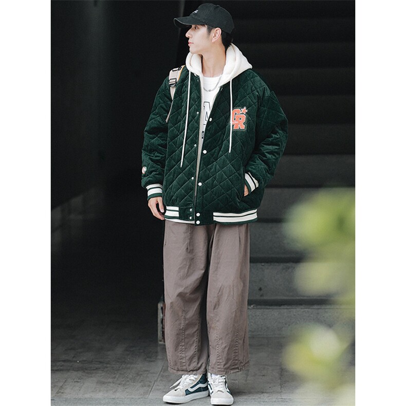 冬款青少年休闲毛巾绣棉服假两件连帽外套男士8135-P140控价178,男装棉衣,电商A441-1