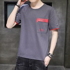 夏季新潮款韩版男士运动休闲上衣纯色薄款大码短袖T恤男T，男装T恤，电商A441
