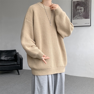 8XL-M纯色圆领毛衣秋冬季宽松套头针织衫慵懒风毛线衣MY1506/P68图片