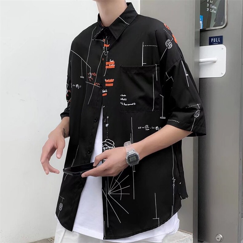 短袖衬衫春款男港风潮流弹力冰丝衬衣CD02P26图片
