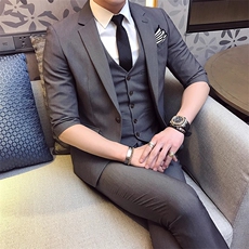 夏季纯色三件套西装礼服商务男装西服套装W7006-P255，男装西服，星座1012