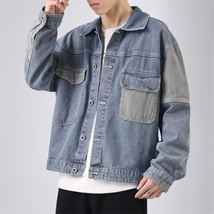 1506A/GG130/49新款秋季潮流牛仔拼接外套男士水洗夹克图片