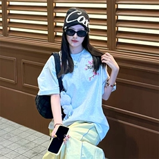 万针全刺绣工艺抖音得物高品质260克重磅纯棉双纱美式高街短袖T恤，男装T恤，电商A486