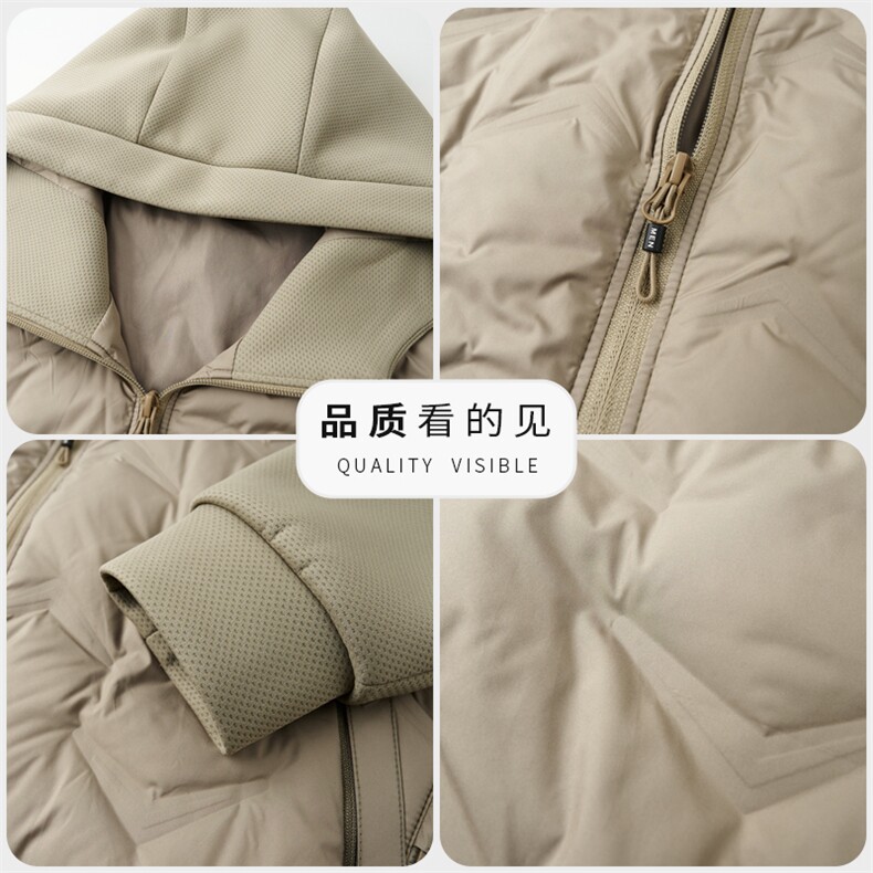秋冬季拼接连帽羽绒服男士白鸭绒轻薄短款时尚休闲户外保暖外套,男装羽绒服,钱塘6003（原4033）
