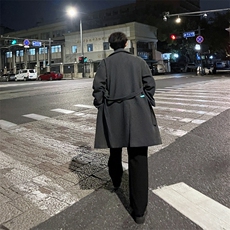 克苏鲁文职毛呢大衣男款秋冬潮牌英伦雅痞男装中长款过膝风衣外套，男装风衣，电商B316