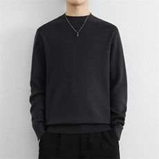 绵羊毛圆领衣服男秋冬加厚毛线衣保暖纯色打底内搭针织衫，男装T恤，星座914