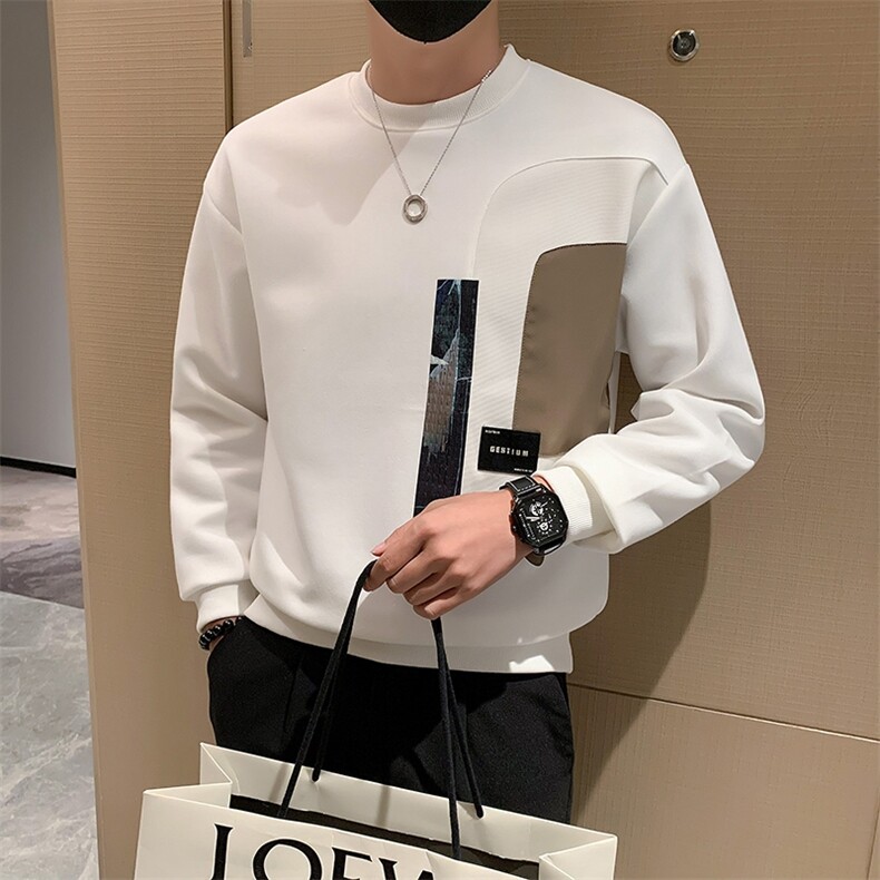 男士卫衣春秋季新款潮牌痞帅拼接圆领长袖打底衫休闲上衣WY02-P55,男装卫衣,电商D323（原B261）