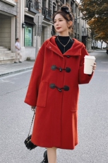 新品已出大货！牛角扣呢中长款大衣，女装毛呢外套，菡迪欧娜