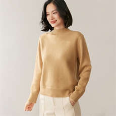 秋季新款半高圆领纯色针织衫时尚休闲百搭，女装针织衫/毛衣，鸥蕊娅羊绒