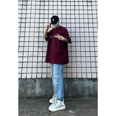 巴家重磅短袖垫肩T恤软金属立体印花宽松体恤1213-T2429-P35，男装T恤，星座1213