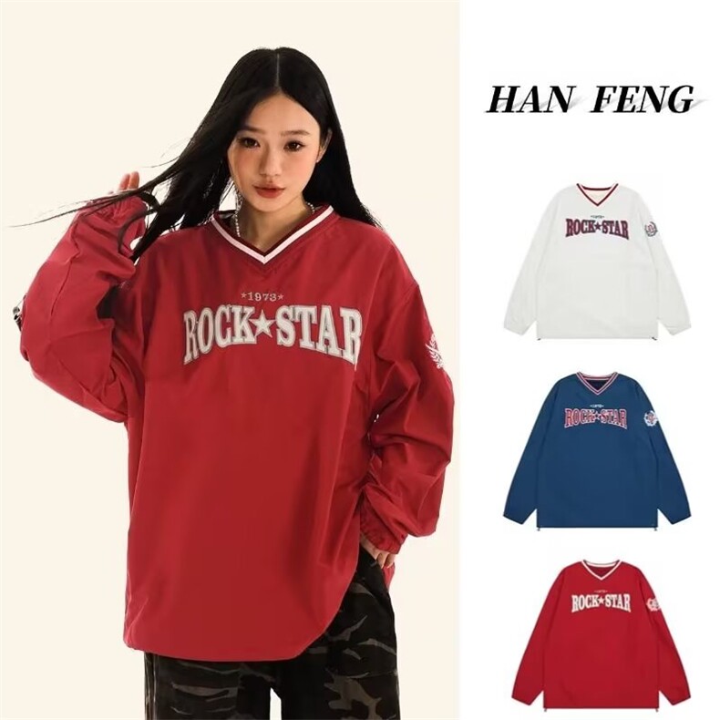 W10356-P50 网图现货 美式高街球服卫衣街头嘻哈宽松套头长袖上衣图片