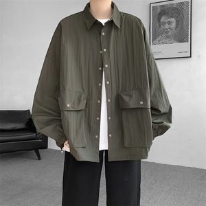 8XL-M春夏廓形衬衫防晒外套特大码多口袋复古慵懒衬衣JK5203/P50图片
