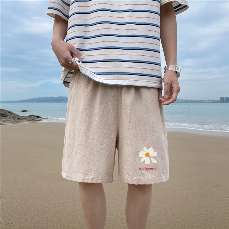 YD33059-P25港风潮牌亚麻短裤男大码棉麻五分裤男中裤沙滩裤,男装休闲裤,电商A040