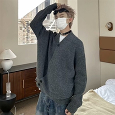 新中式斜门襟针织衫道袍毛衣男秋季慵懒高级感老钱风穿搭开衫外套，男装针织衫/毛衣，星座218-1（原230）