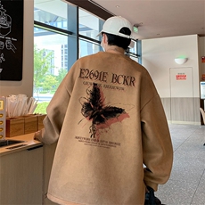 已注册得物直播抖音高品质麂皮绒圆角开叉宽松男卫衣W3036P45，男装卫衣，电商C408(原B339-1)