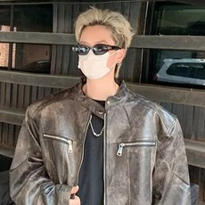 皮衣夹克外套男小立领机车服2024春秋新款潮流皮夹克W9329/P100，男装夹克，星座506