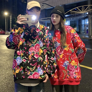 B203情侣圆领卫衣外套男女学生班服团队服加绒P50新中式高质量潮图片