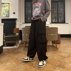 阔腿工装裤男日系潮牌休闲裤子大码宽松拖地长裤K0747-P45，男装休闲裤，星座308B-1