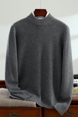 秋冬季35%羊绒休闲商务7针加厚玉米粒半高羊绒衫男装，男装羊绒套衫，恒标羊绒