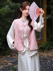 2026年春季新中式g风高级感提花马甲衬衫随意搭配套装图片