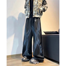 春季小众分割线休闲卫裤男美式复古宽松休闲痞帅直筒裤K6021-P53，男装休闲裤，星座412-2