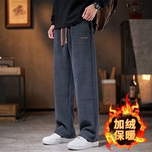 网络图，秋冬加长休闲加绒加厚宽松直筒裤长裤 XZ302B-1-K309P25图片