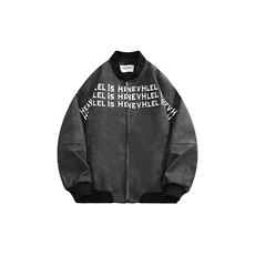 棒球服外套男美式高街字母皮衣高级感宽松夹克W6709-P75，男装夹克，星座215-1