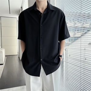 日系冰丝长袖白衬衫男夏季潮宽松休闲情侣衬衣外套310B-1 C06-P30图片