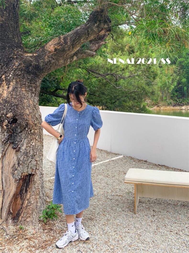 碎花连衣裙，女装连衣裙，里奈(1F)