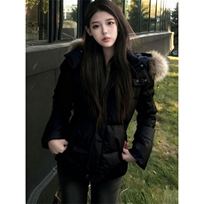 美式毛领连帽棉服女冬季加厚收腰显瘦学生棉袄外套8056-P110网图，男装棉衣，电商B245