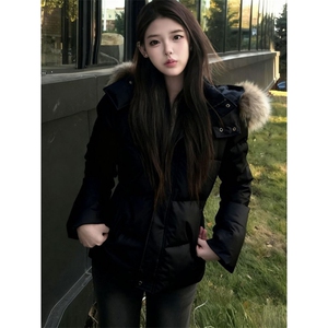 美式毛领连帽棉服女冬季加厚收腰显瘦学生棉袄外套8056-P110网图图片