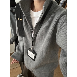 10万现货 五个色】双拉链毛衣开衫情侣装针织衫男女同款H11-P45图片
