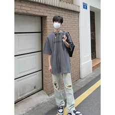 B221美式ins高街暗黑系小众拉链直筒牛仔裤LK23073-P65控88，男装牛仔裤，电商B221
