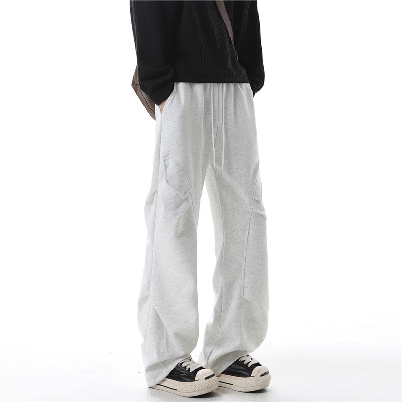 美式复古高街日常通勤针织慵懒拖地宽松休闲裤KZ39-TP45，男装休闲裤，电商A247