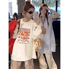 Q312-P45小丑女印花圆领卫衣百搭上衣学院风学生宽松内搭外套，女装短外套，星座617A-2