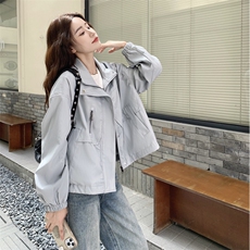 设计感立领皮衣外套女2025秋季新款复古宽松百搭小个子工装夹克潮，女装皮衣，2C056