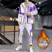 主推2020冬季男士连帽休闲运动套装青少年加绒加厚T808，男装套装，电商B226-2（原B217-2）