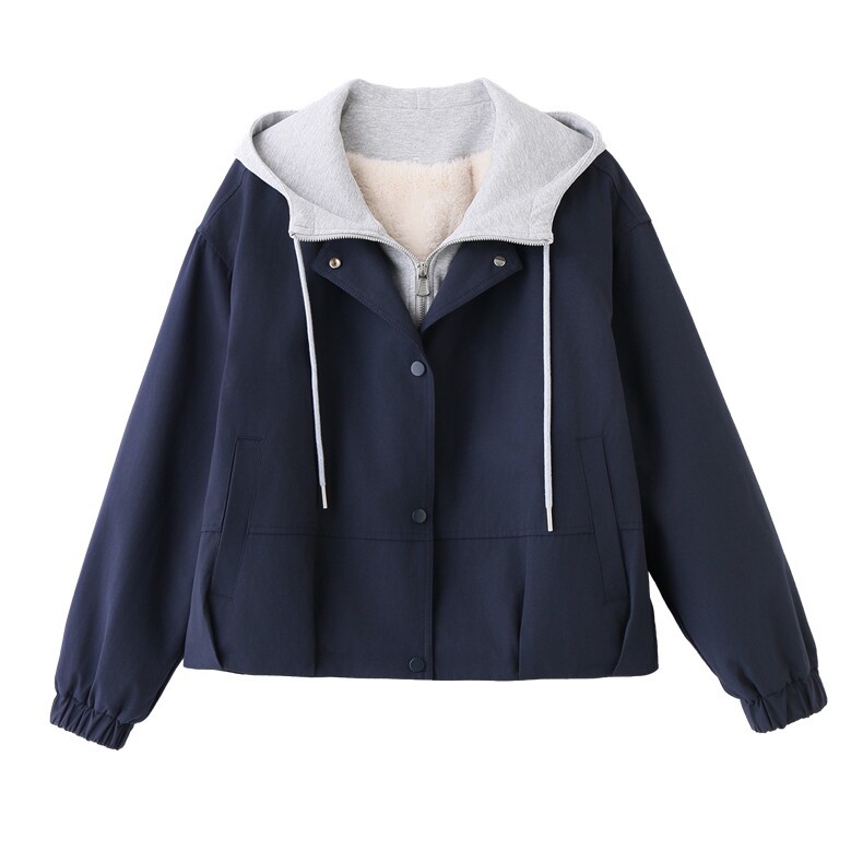 现货派克服女冬季新款加厚加绒韩版洋气短款保暖外套,女装短外套,英标秀（1C119）