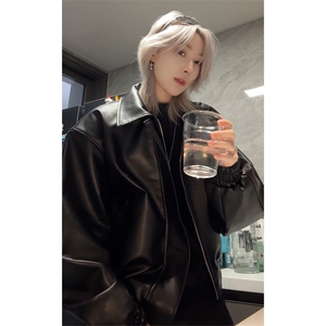 秋冬cleanfit短款皮夹克垫肩外套美式ins复古皮衣潮JK3652-特P78图片
