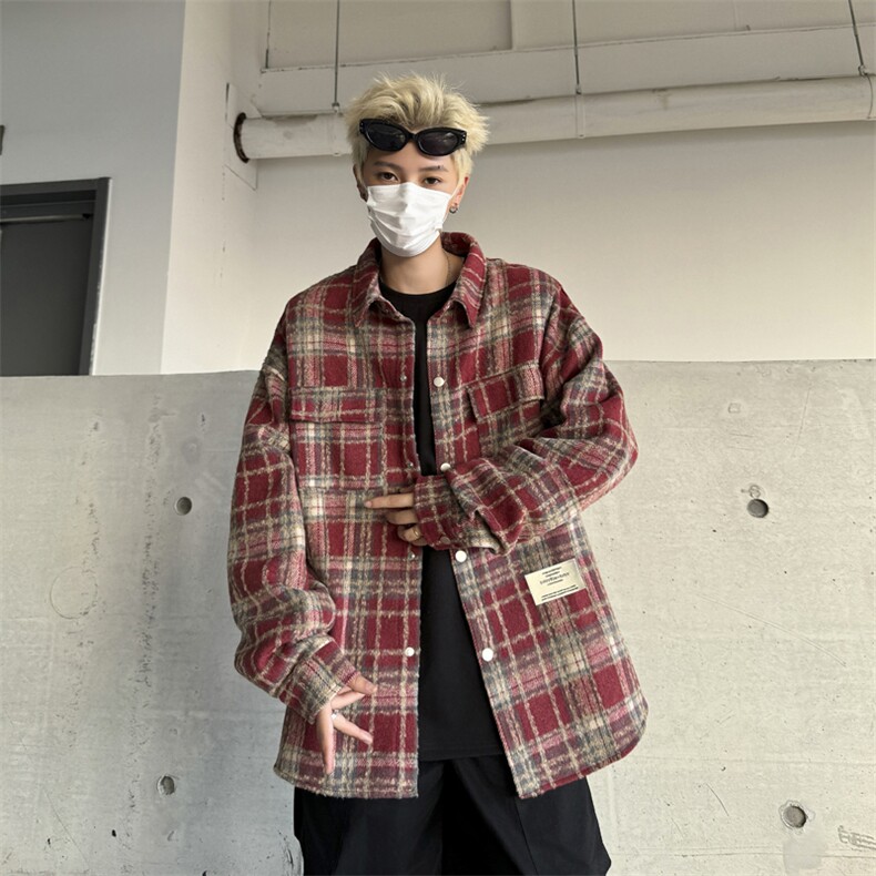 F45248秋装男生宽松休闲衬衫外套格子上衣男生衬衣,男装衬衫,星座512-6