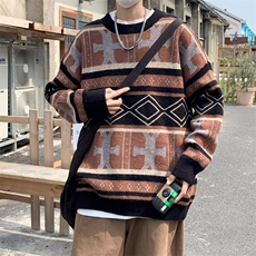 慵懒风上衣炸街针织打底衫2023秋冬潮牌宽松bf毛衣男M954-P45，男装针织衫/毛衣，星座512-2