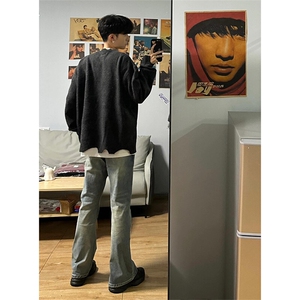 【有货】美式高街半拉链破坏毛衣水洗灰套头针织衫 MY350 特P62图片