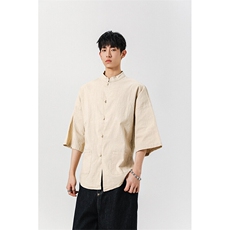 8XL-M风大码夏短袖衬衫男外套棉麻七分袖上衣CS505P60控78，男装衬衫，电商D206-1