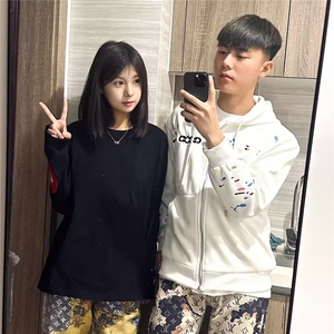 网络图现货 美式潮GOOD泼墨刺绣连帽男女高街卫衣JWY532-P43图片