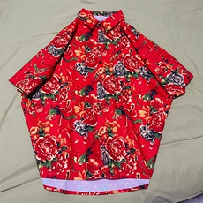 D1男女中性风东北大花短袖衬衫衬衣外套民族风汉服团队服，男装T恤，星座115A-1