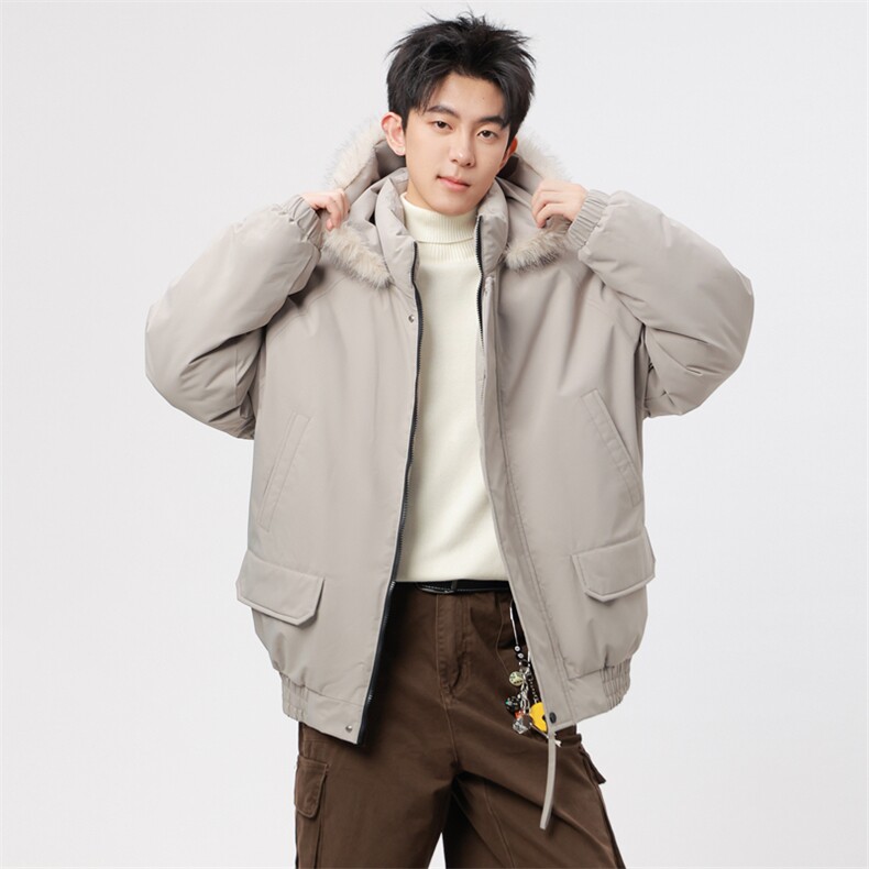 自家图有视频复古加绒毛领外套棉衣新款连帽派克棉服M2572p95,男装棉衣,电商D315